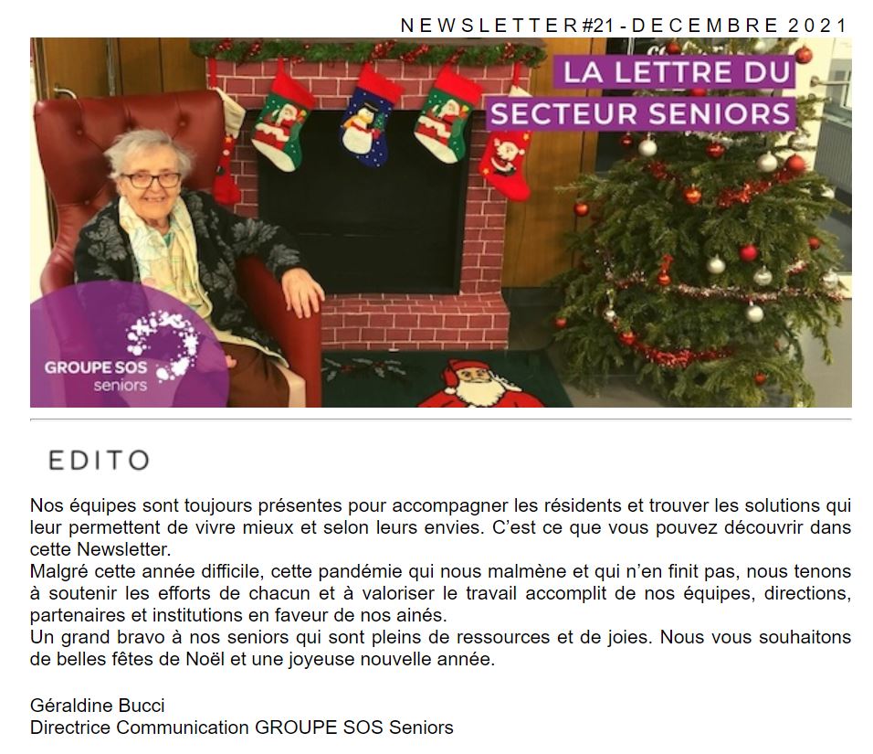 La Newsletter #21 de GROUPE SOS Seniors vient de paraître !